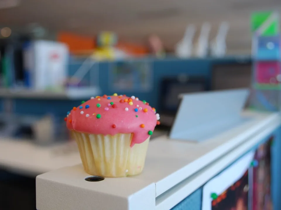Pink cupcake - meeting leftovers
